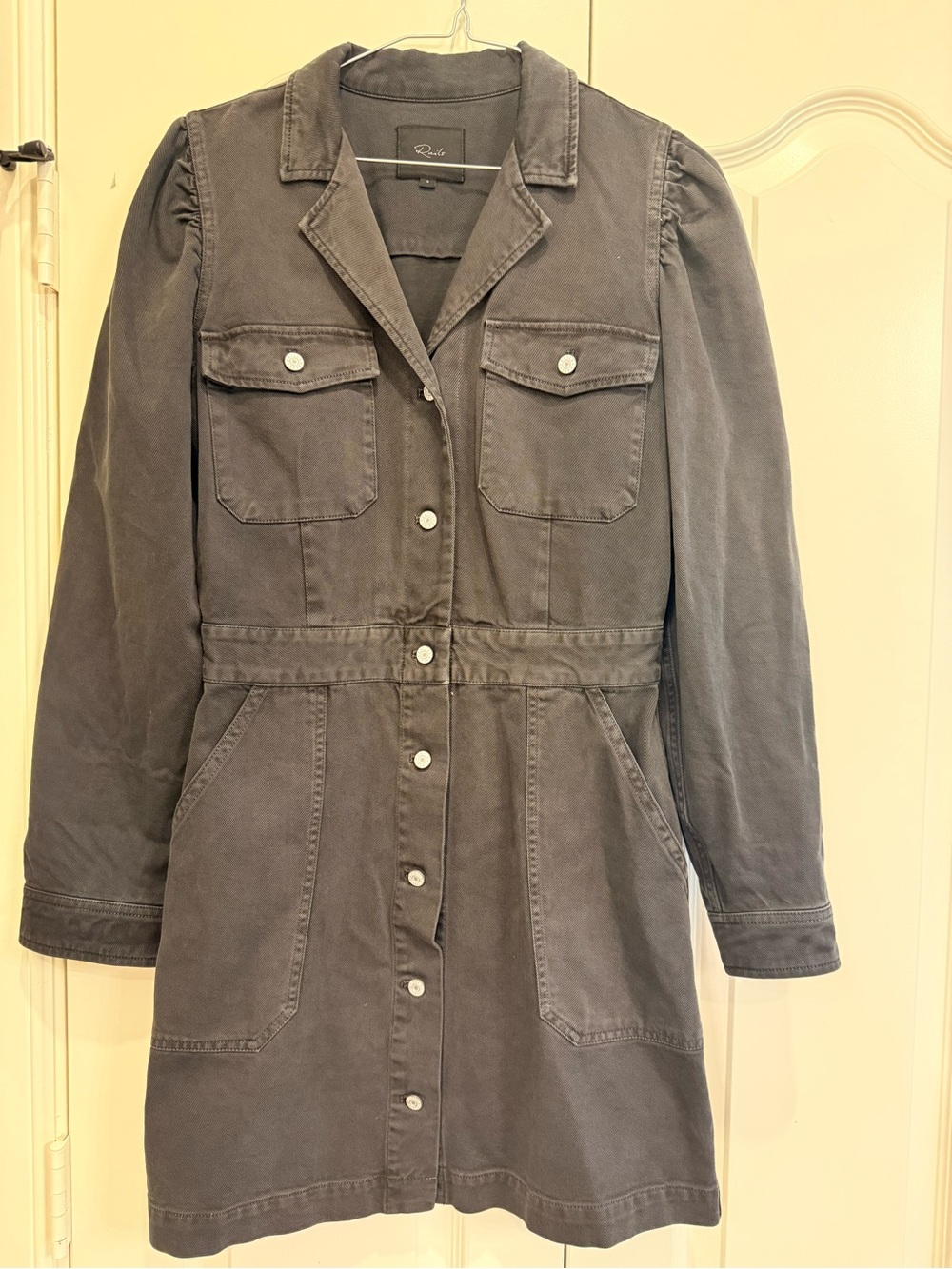 Rails Lisette Denim Mini Dress Carbon Grey Black Size Small S